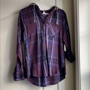 Mudd Plaid Hooded Shirt